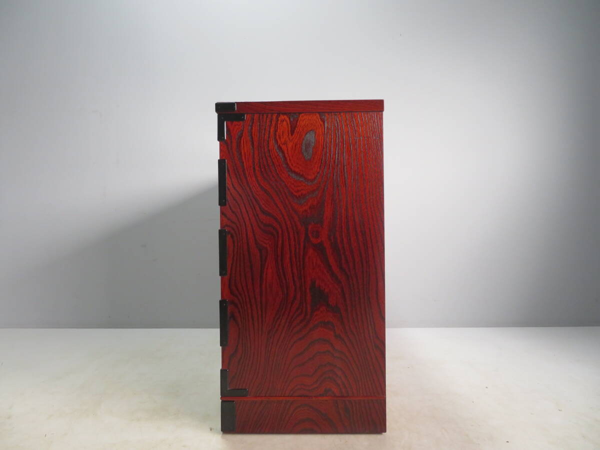 岩谷堂 欅 漆塗り 艶あり 仙台箪笥 南部鉄器 牡丹金具 中桐 姫箪笥 伝統工芸 民芸 鍵付き_画像8