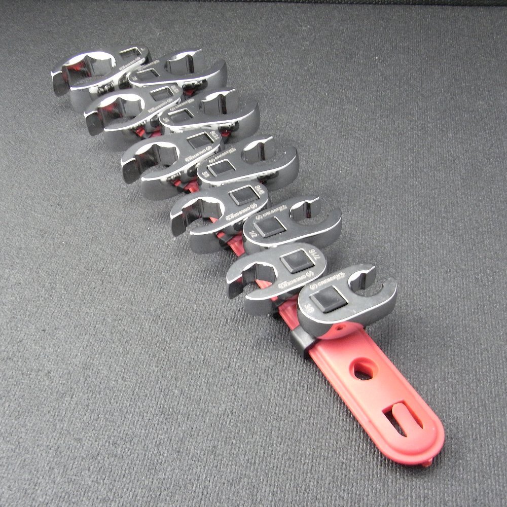 クローフットレンチセット　インチサイズ　差込角９．５　フレアナット　１０ピースセット_画像3