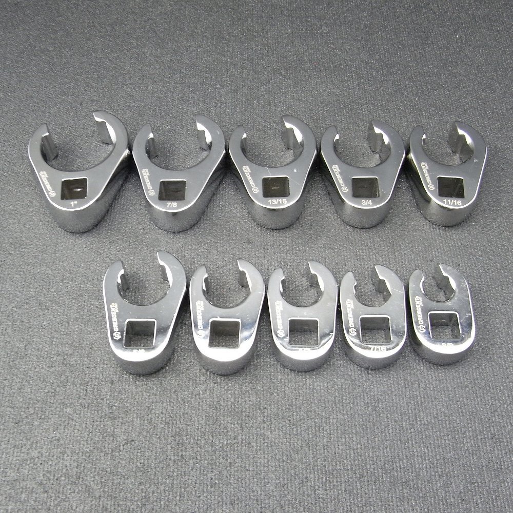 クローフットレンチセット　インチサイズ　差込角９．５　フレアナット　１０ピースセット_画像4