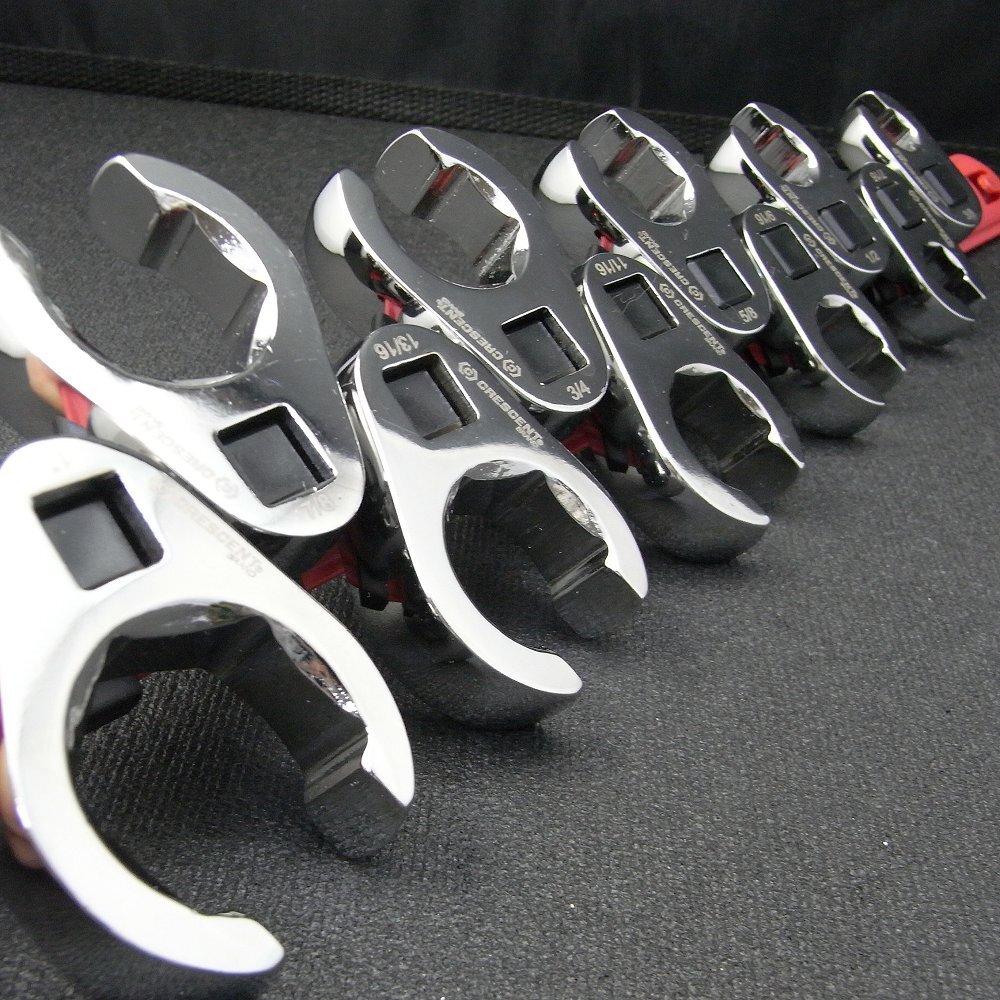 クローフットレンチセット　インチサイズ　差込角９．５　フレアナット　１０ピースセット_画像2