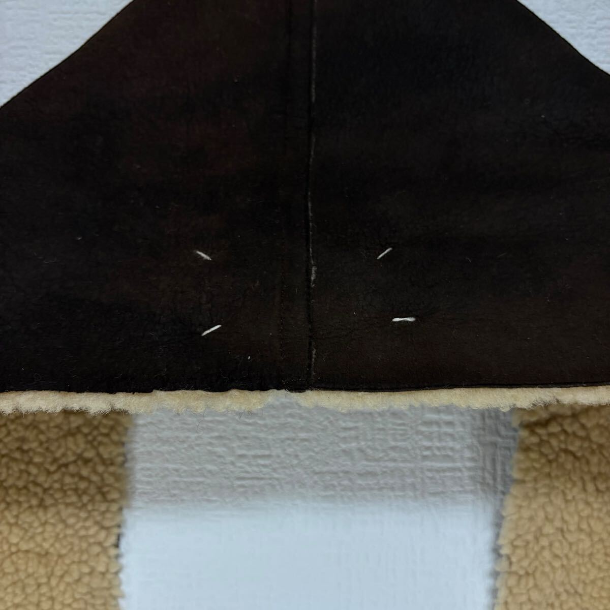 名作00aw/maison martin margiela10/マルタンマルジェラ/切りっぱなし/リアルボアムートン大判マフラー/ブラウン/アーティザナル/レザー_画像5