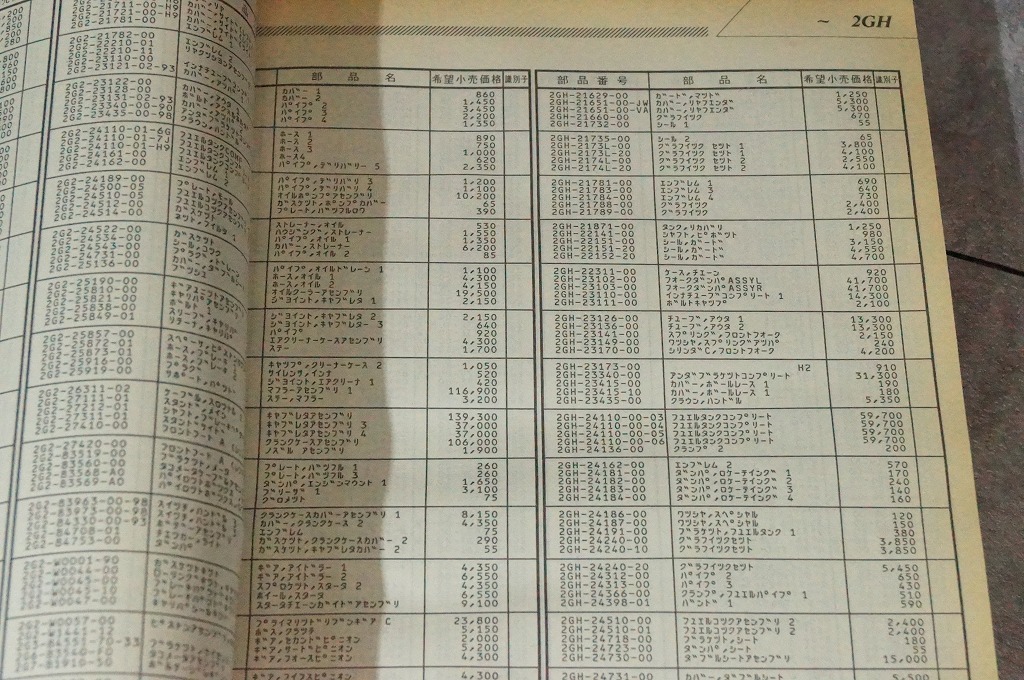 ヤマハ 純正部品希望小売価格表 2輪車/特機/工具/純正用品 1993 1992年10月発行 汚れ 傷み_画像9