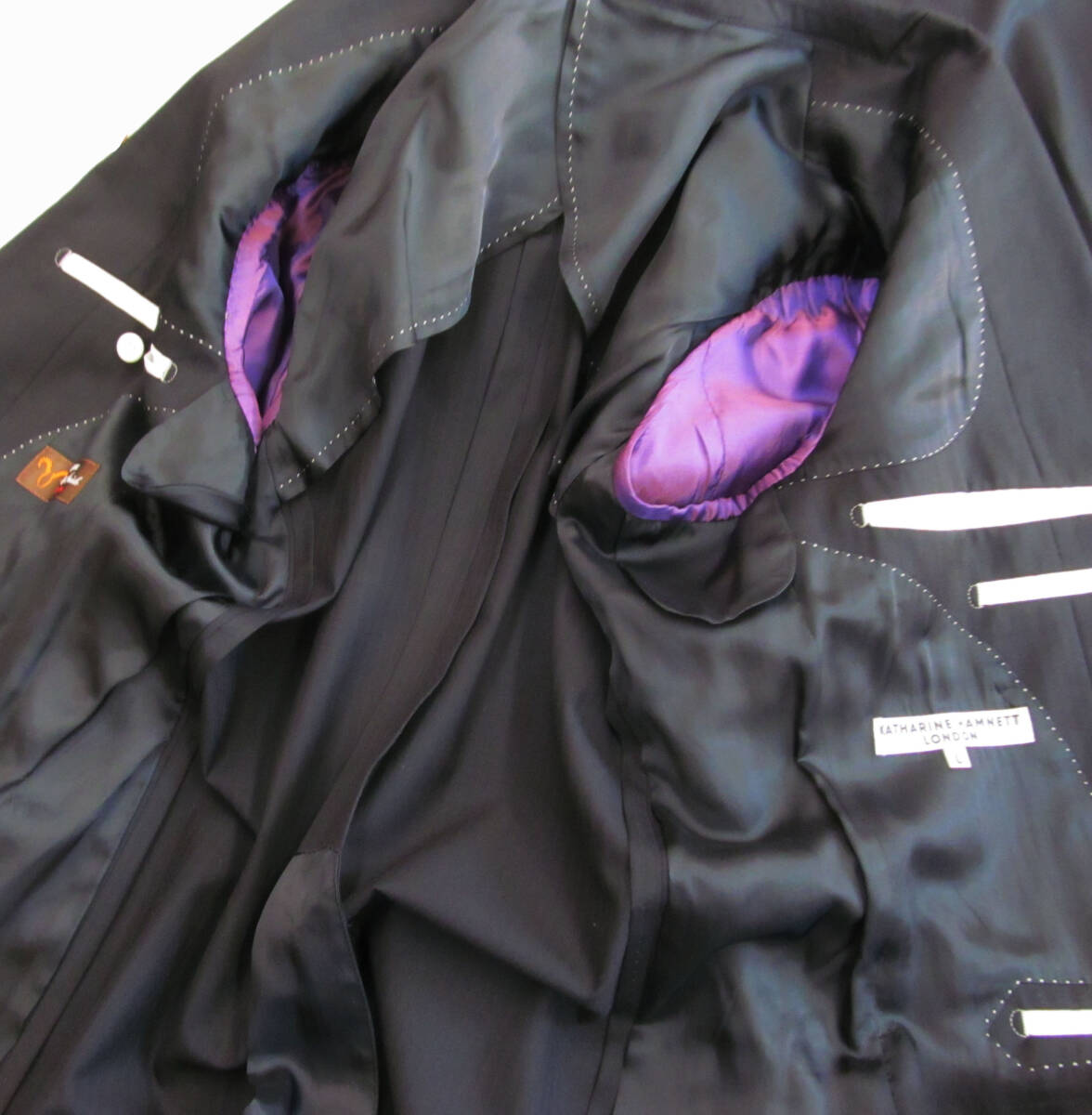 キャサリンハムネット KATHARINE HAMNETT LONDON ストライプ スーツ セットアップ 上下セット L kd_画像3