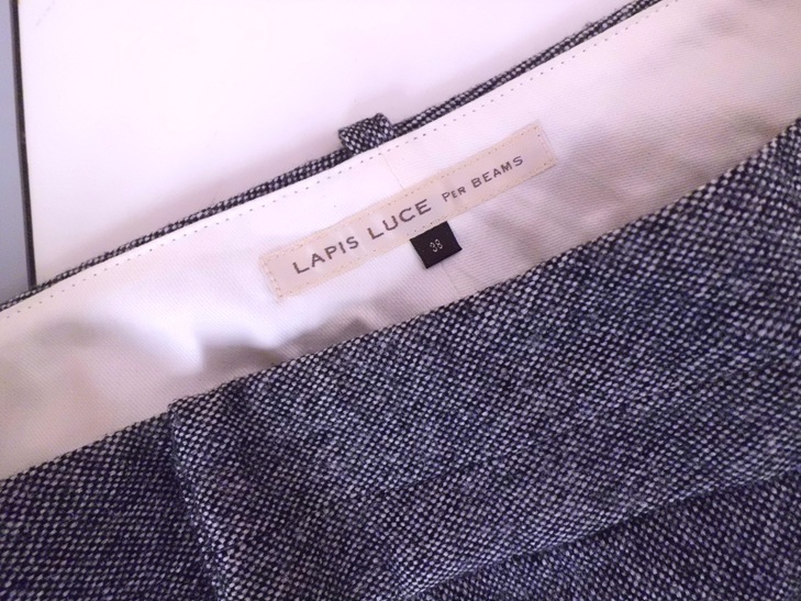 □ LAPIS LUCE PER BEAMS/ラピスルーチェパービームス ツィード ノータック フレアパンツ size38 Mixgray/ミックスグレー_画像5