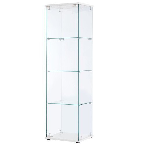  кейс для коллекции стекло дисплей шкаф фигурка кейс 3 уровень усиленный стекло все стекло ширина 42.5× глубина 36.5× высота 162cm белый 