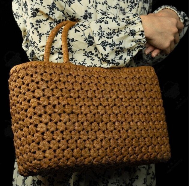 職人の手作り 山葡萄かごバッグ 手編み山葡萄籠バッグ バスケット籐かご 六角編み高級ハンドバック_画像2