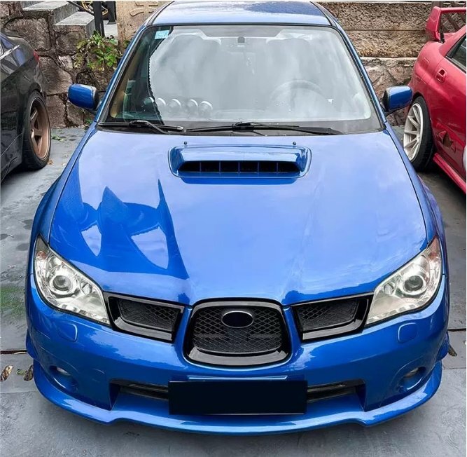 スバル インプレッサ WRX STI GDB 9代 2006-2007グリルカバー フロントグリルガーニッシュ ピアノブラック/カーボン調_画像4