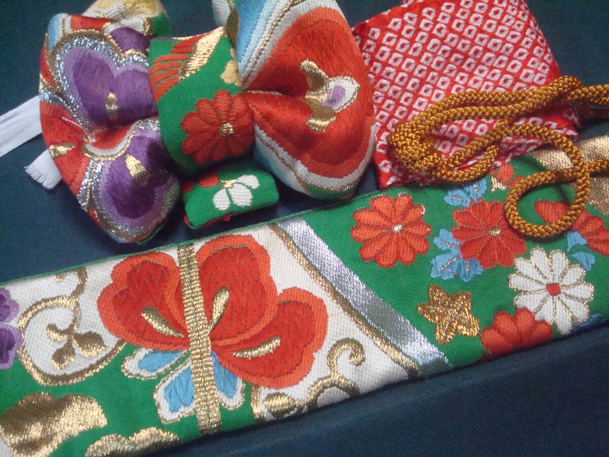 人形の造り帯　10～12号　アンテーク西陣織　正絹帯_画像2