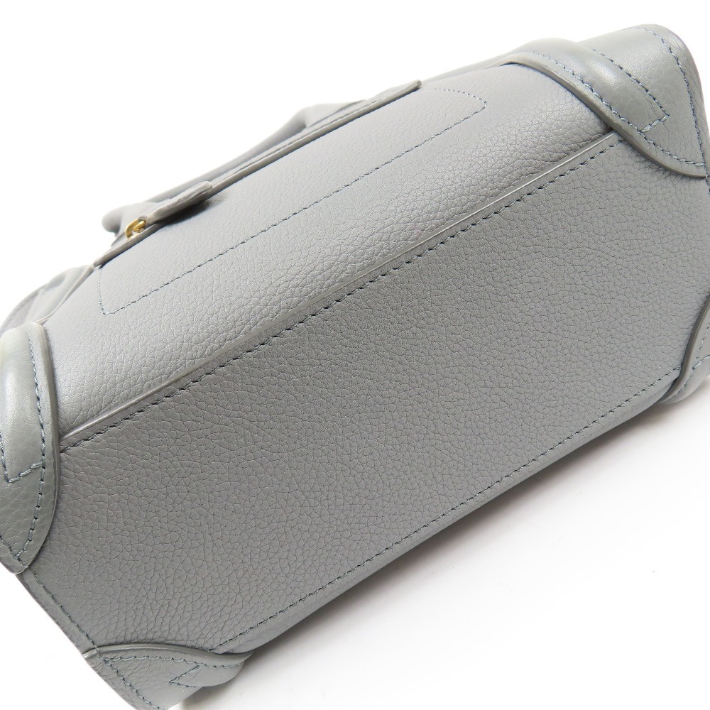 203970 ★1円スタート★ CELINE セリーヌ 極美品 ラゲージ ナノショッパー2WAY ショルダーバッグ 斜め掛けOK ハンドバッグ レザー グレー_画像5