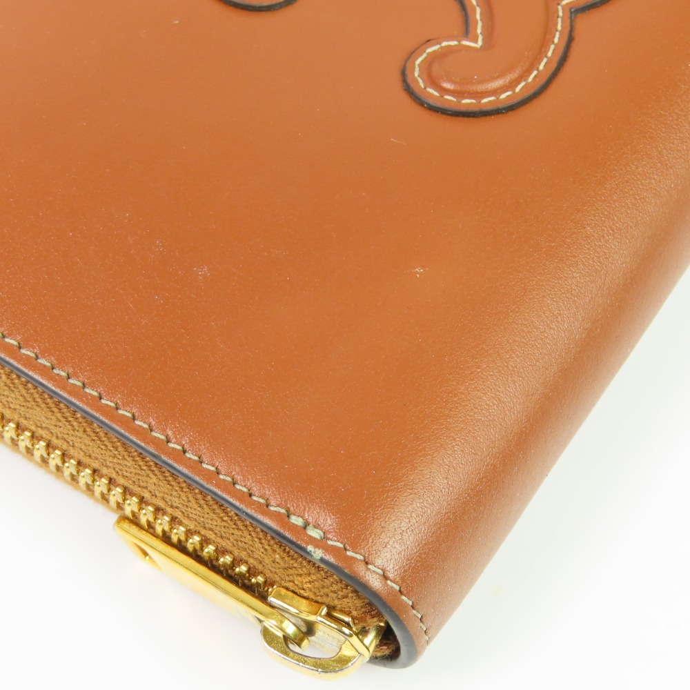 204034★1円スタート★CELINE セリーヌ 中極美品 トリオンフ キュイル ロングウォレット ラウンドファスナー長財布 レザー ブラウン_画像4