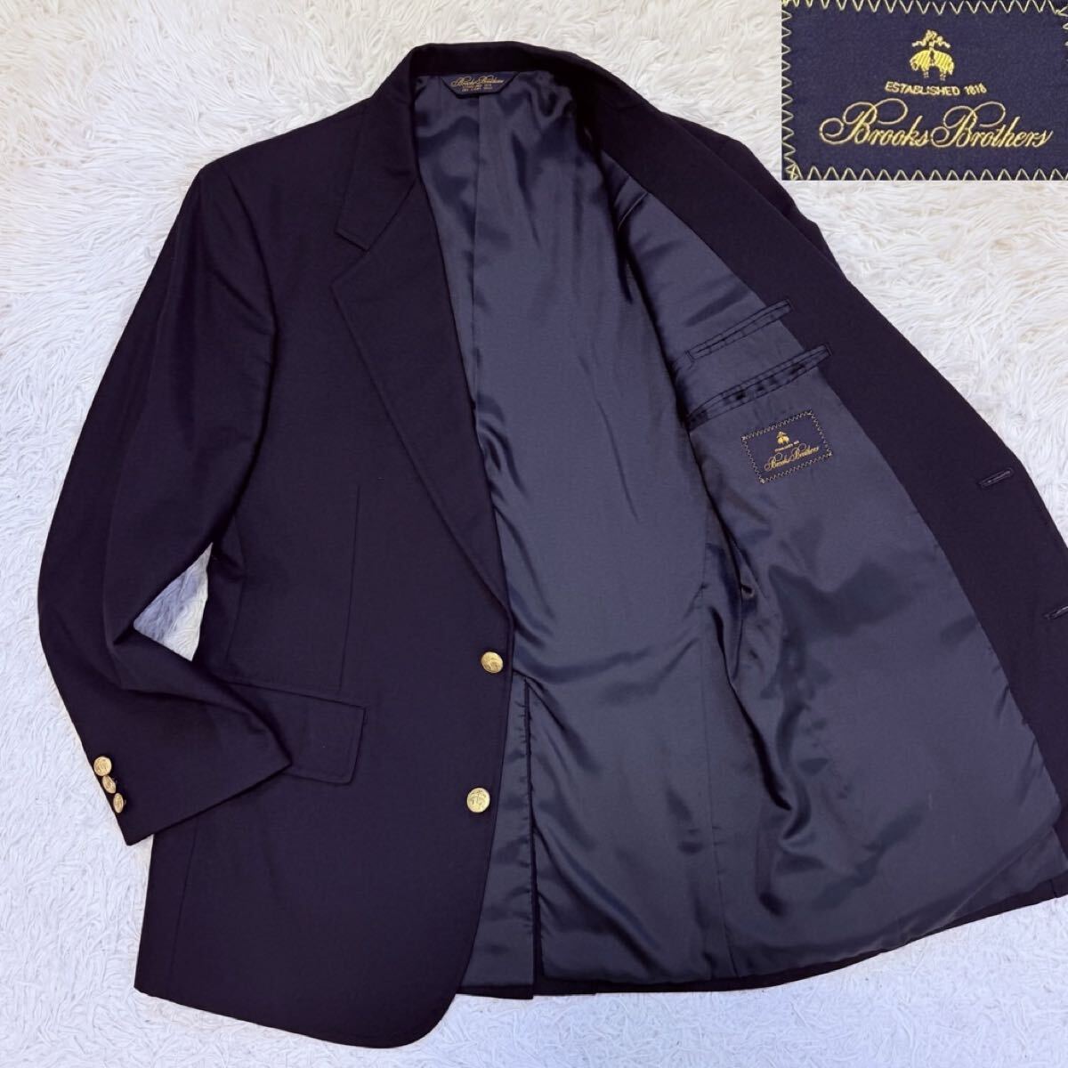 【美品/M-L相当】ブルックスブラザーズ BROOKS BROTHERS ESTABLISHED 1818 BROOKSEASE テーラードジャケット 金ボタン メンズ ブレザー_画像1