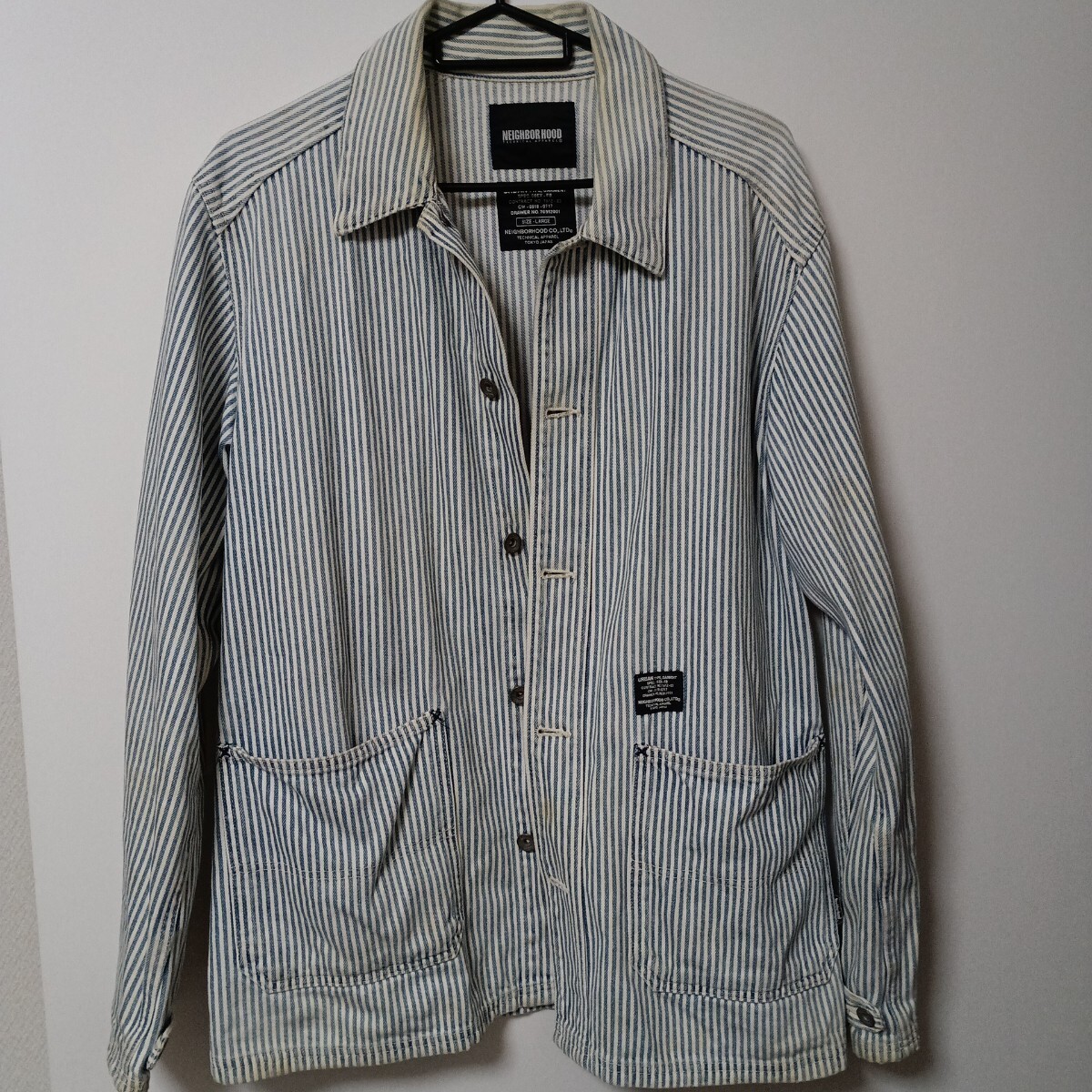 NEIGHBORHOOD ネイバーフッド カバーオール ジャケット ヒッコリー ストライプ コットン L_画像1