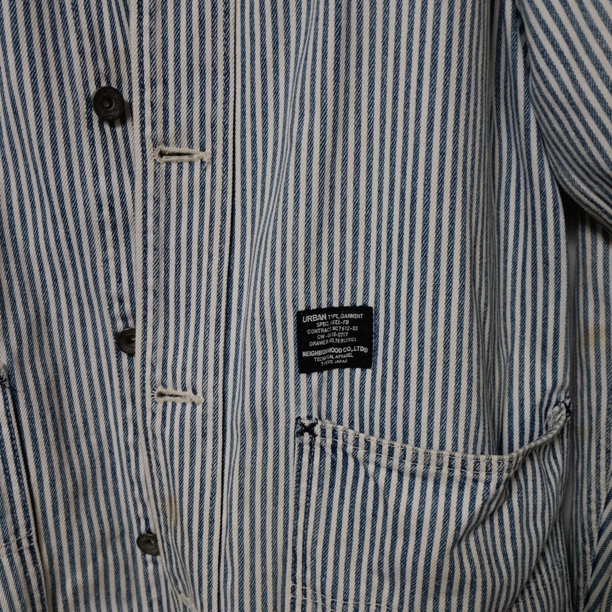 NEIGHBORHOOD ネイバーフッド カバーオール ジャケット ヒッコリー ストライプ コットン L_画像2
