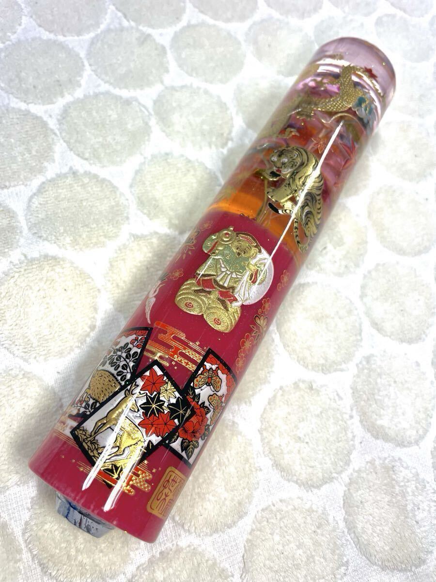 水中花 シフトノブ 商売繁盛 鯉 龍 虎 鯉 花札 大黒天 和柄 208mm直径41mm ワンオフ デコトラ トラック野郎 カスタム 旧車 高級蒔絵シール_画像8