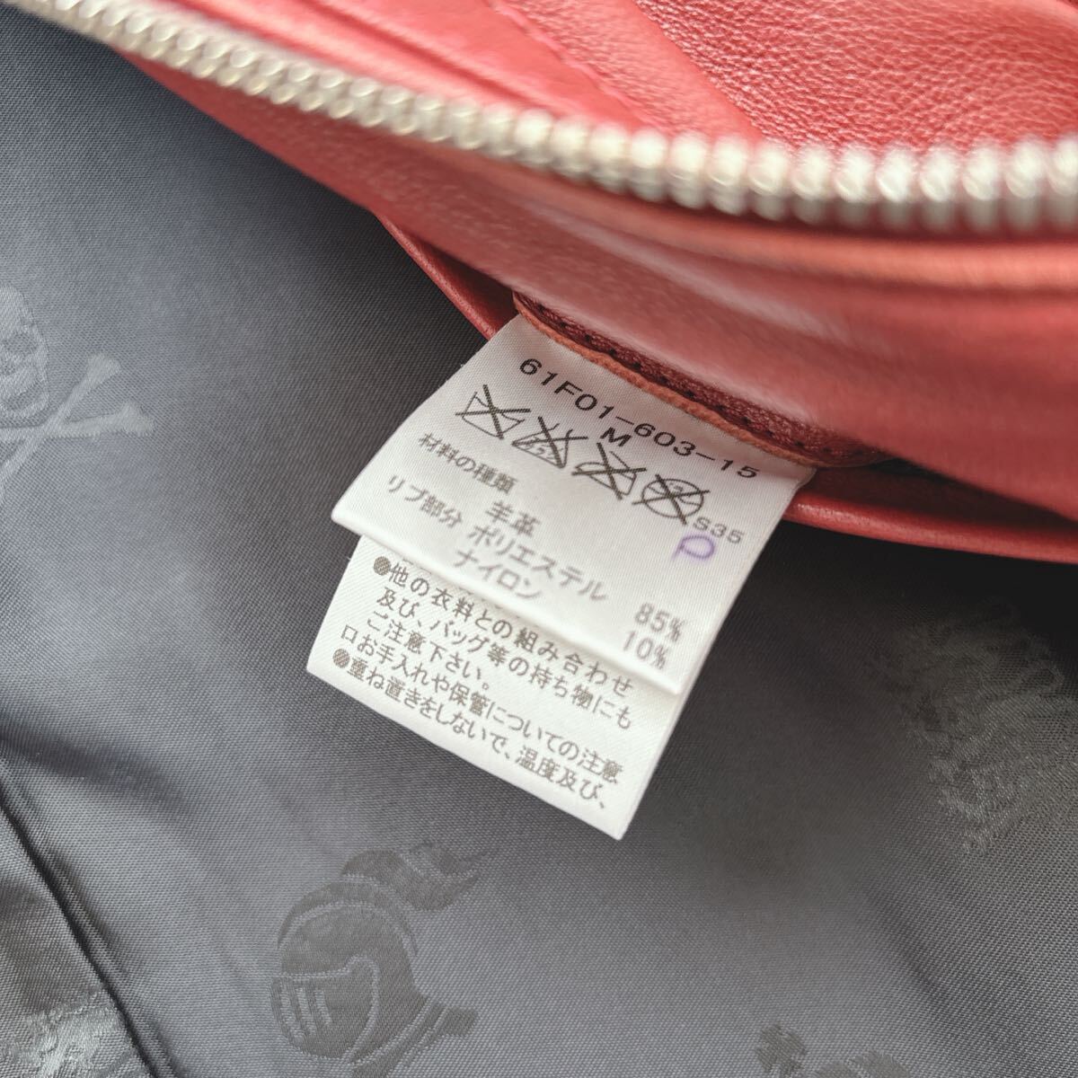 【美品】ラブレス LOVELESS レザージャケット ライダース 羊革 赤 シャドーモノグラム ラムレザー おしゃれ カジュアル バイカー_画像9