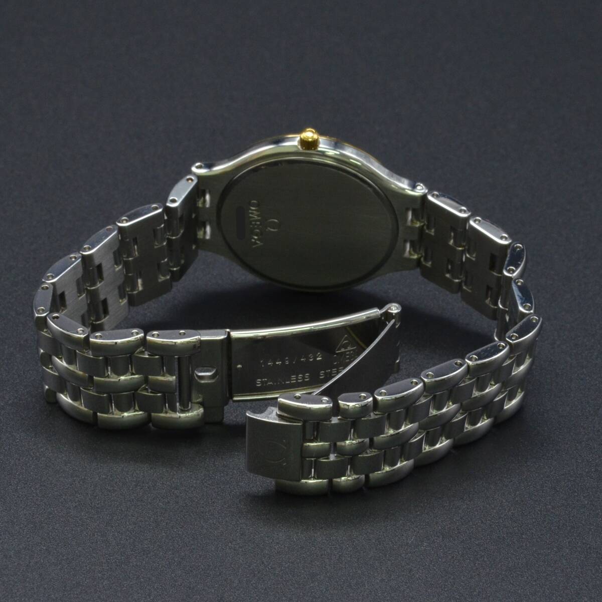 １円～稼働品140-1246558D　OMEGAオメガ　デビル　SS　QZ　デイト　ブルー系文字盤　メンズ腕時計_画像6