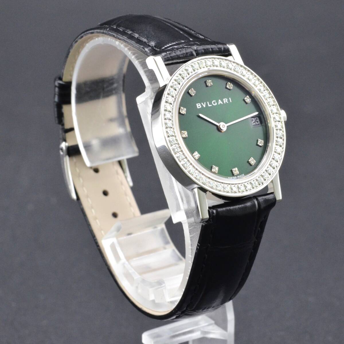 １円～稼働品260-1205473D　BVLGARIブルガリ　ブルガリブルガリ　BB30SLD　SS/革　QZ　デイト　30ミリ　レディース・メンズ腕時計_画像3