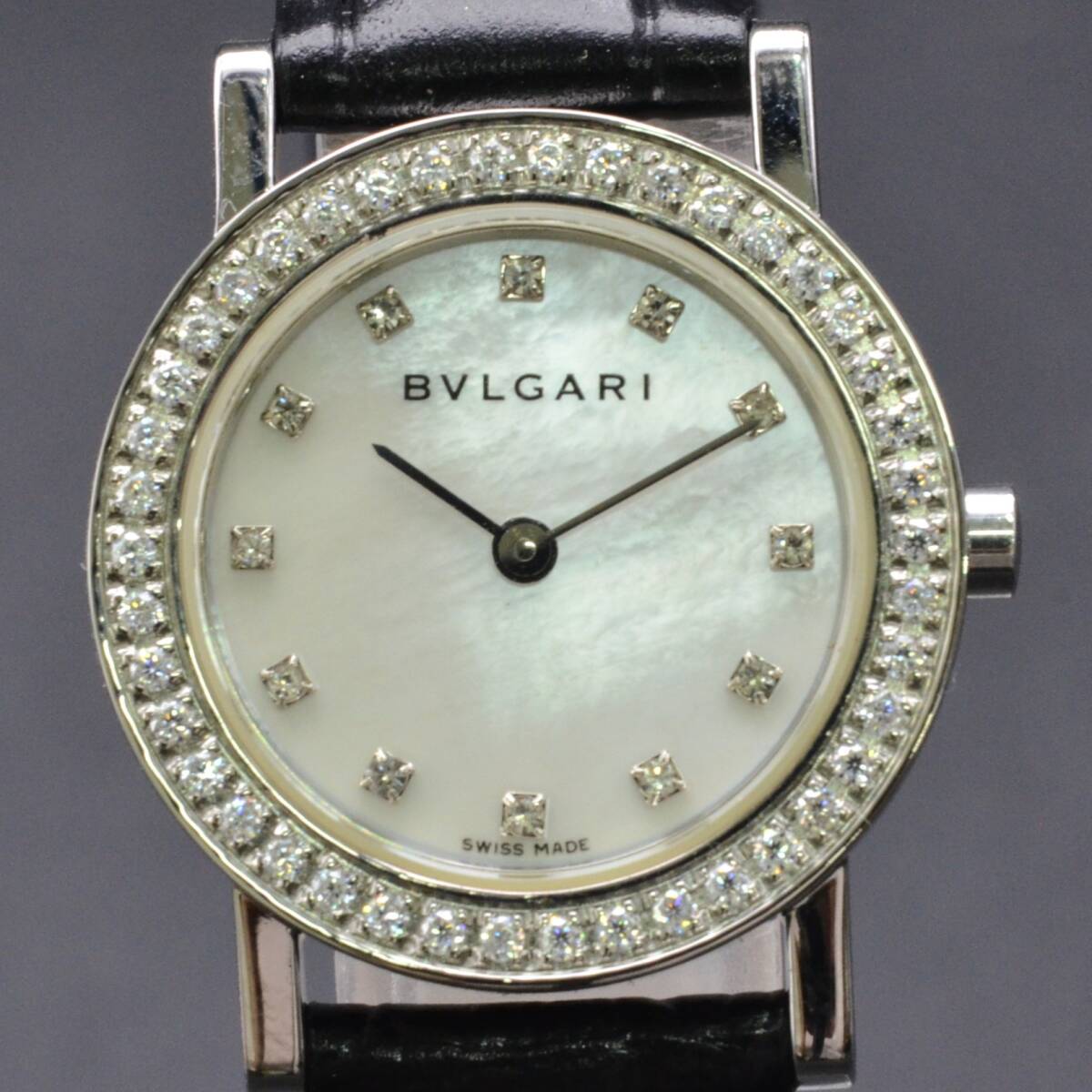 1円～稼働品268-1250133D　BVLGARIブルガリ ブルガリブルガリ　SS/革　BB26SLD　QZ　シェル文字盤　レディース腕時計_画像1