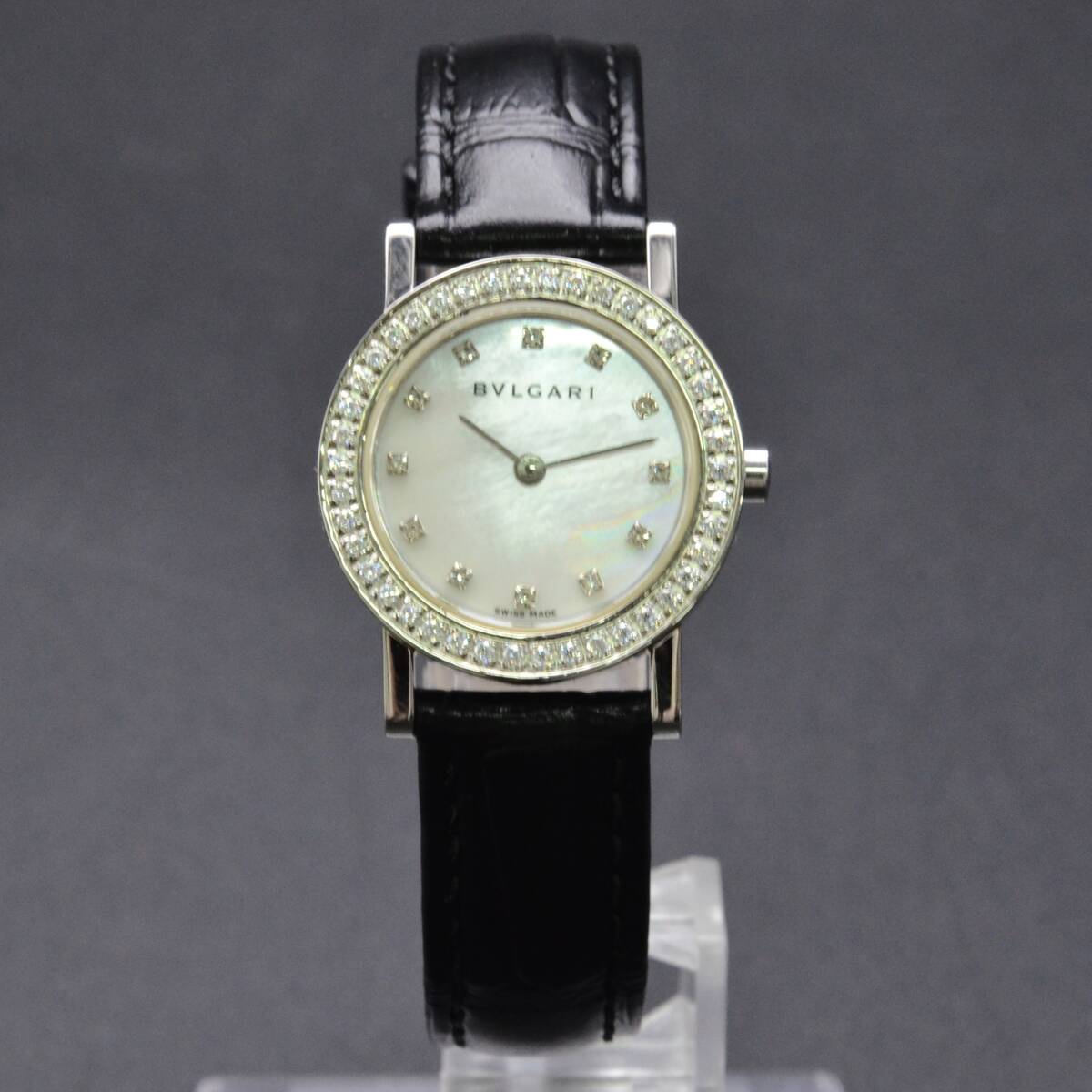 1円～稼働品268-1250133D　BVLGARIブルガリ ブルガリブルガリ　SS/革　BB26SLD　QZ　シェル文字盤　レディース腕時計_画像2
