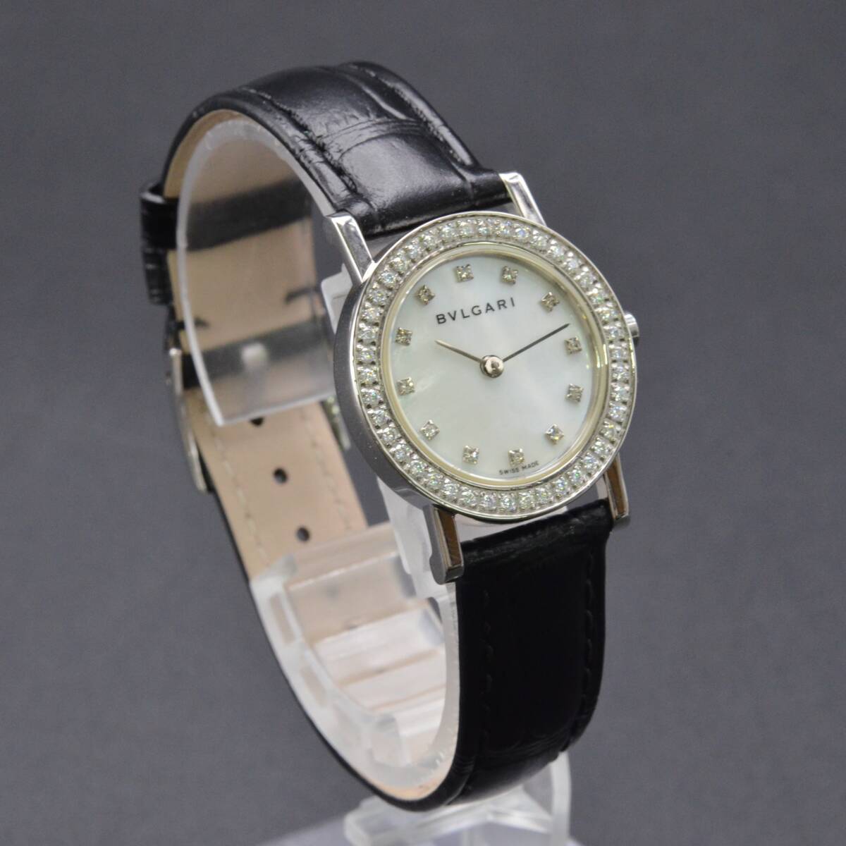 1円～稼働品268-1250133D　BVLGARIブルガリ ブルガリブルガリ　SS/革　BB26SLD　QZ　シェル文字盤　レディース腕時計_画像3