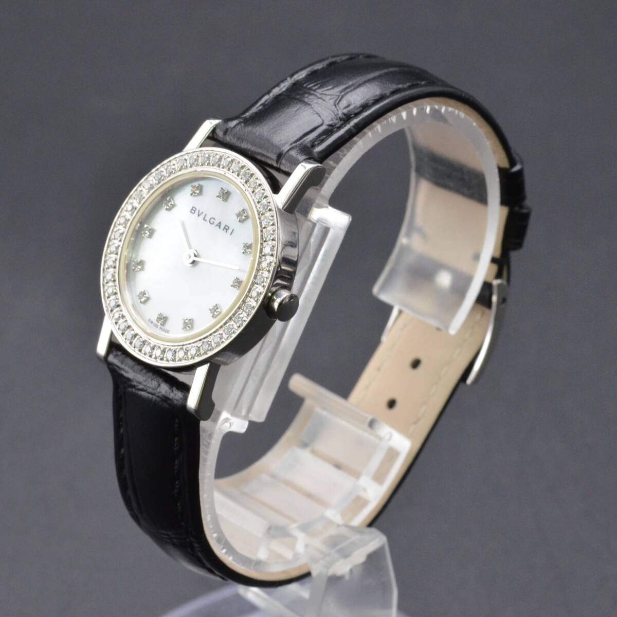 1円～稼働品268-1250133D　BVLGARIブルガリ ブルガリブルガリ　SS/革　BB26SLD　QZ　シェル文字盤　レディース腕時計_画像4