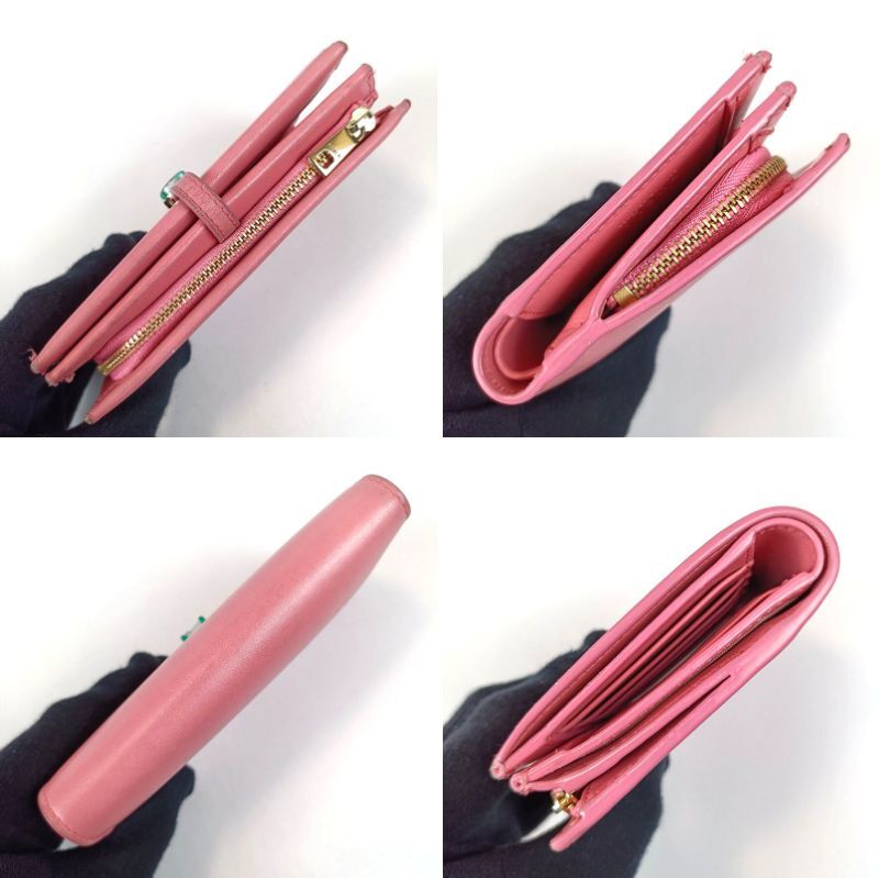 FURLA フルラ GEMMA ジェンマ 二つ折り財布 アーチロゴ レザー ピンク 希少 近年モデル レディース ブランド 中古 ミドルウォレット 箱あり_画像4
