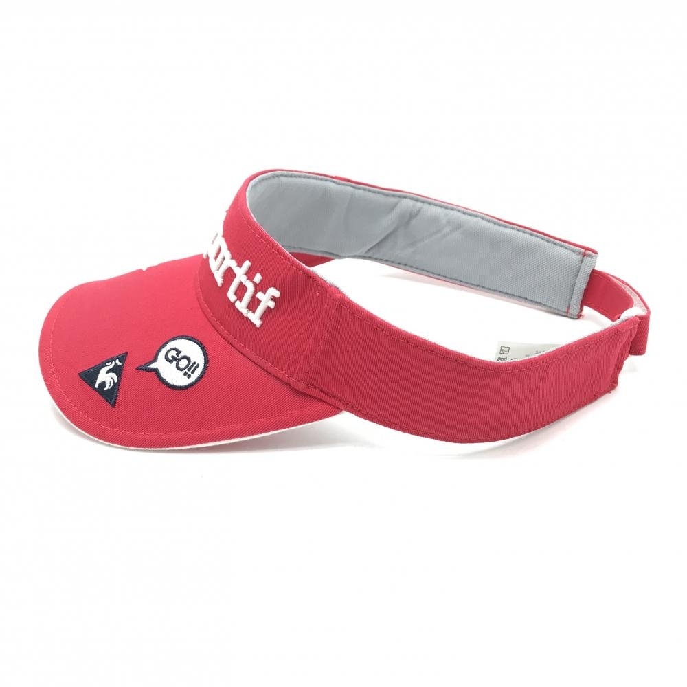 ルコック サンバイザー レッド×白 複数刺しゅう F(55-57cm) ゴルフウェア le coq sportif_画像2