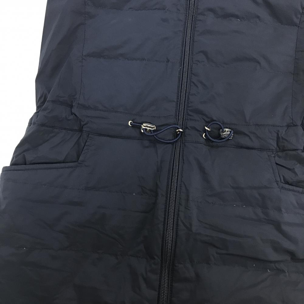 マンシングウェア ダウンワンピース ネイビー×黒 一部ダウン フード ロングジャケット レディース M ゴルフウェア Munsingwear_画像4