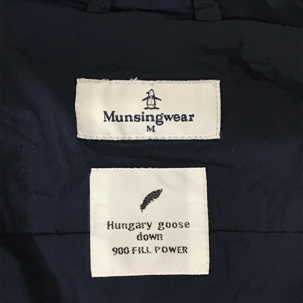 マンシングウェア ダウンワンピース ネイビー×黒 一部ダウン フード ロングジャケット レディース M ゴルフウェア Munsingwear_画像5