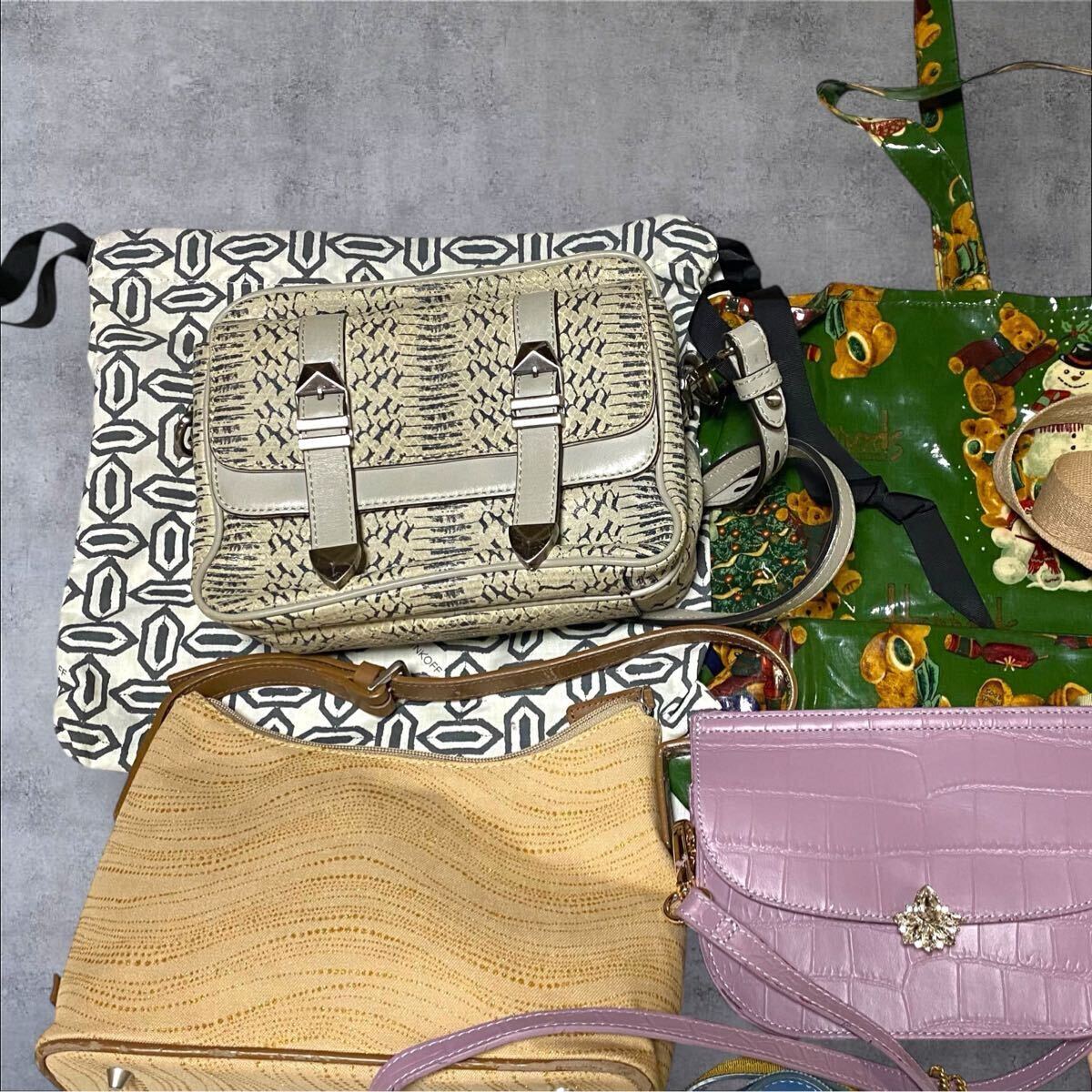 1円 LeSportsac LANVIN ANNA SUI kumikyoku 等 レザー ナイロン キャンバス ハンドバッグ ショルダー トート 鞄 かばん 10点 まとめ セット_画像5