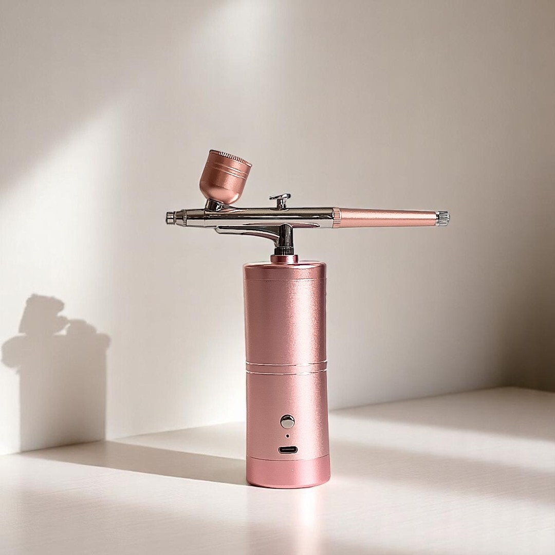 電動エアブラシ 0.3mm コードレス ネイル レジン アート用 プラモデル 初心者にも使いやすい 充電式 ピンク_画像2