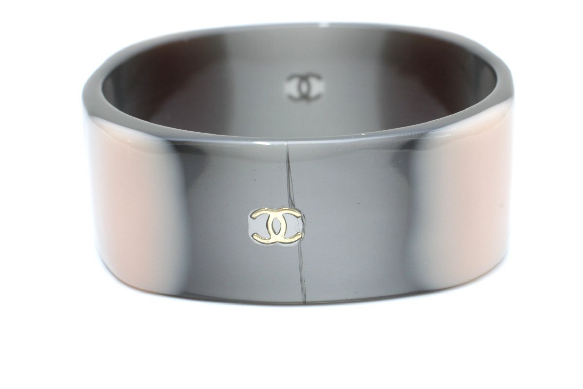 1T213☆ シャネル CHANEL ☆ ヴィンテージ ココマーク バングル 01A クリアグレー/ピンク 良品 難あり【ニューポーン】_画像5