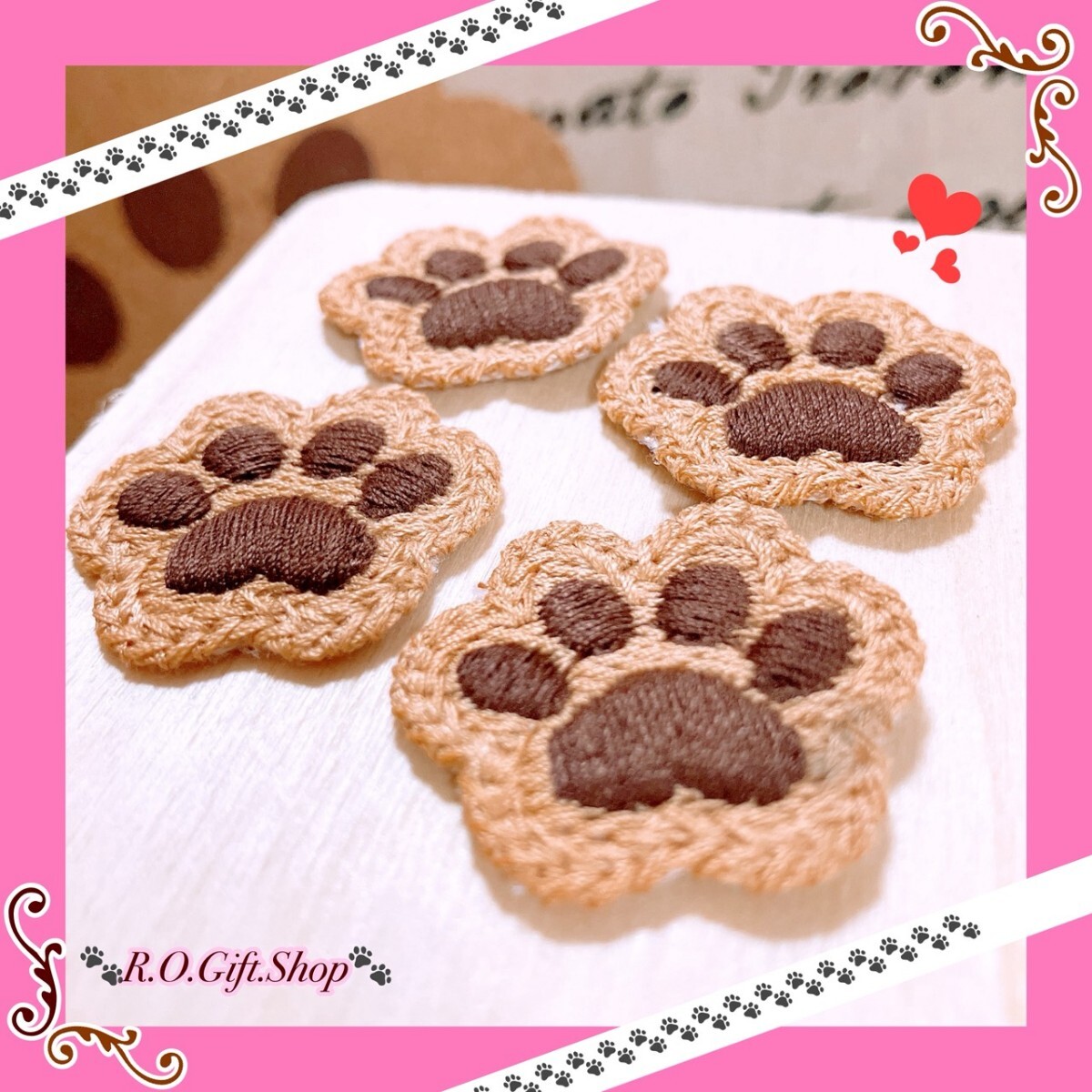 肉球 ワッペン アップリケ パーツ デコ 素材 犬 猫 ハンドメイド P-Wbm 刺繍 手芸 用品 裁縫 編物 編み物 毛糸 ハンドクラフト _画像4