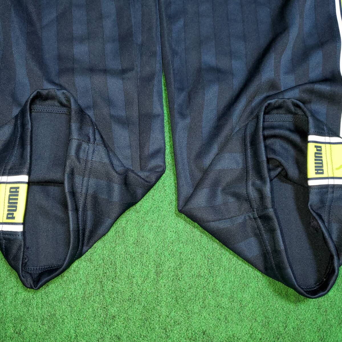 PUMA ストライプ ジャージ 下 パンツ 紺x白緑 / O プーマジャパン　美品_画像6