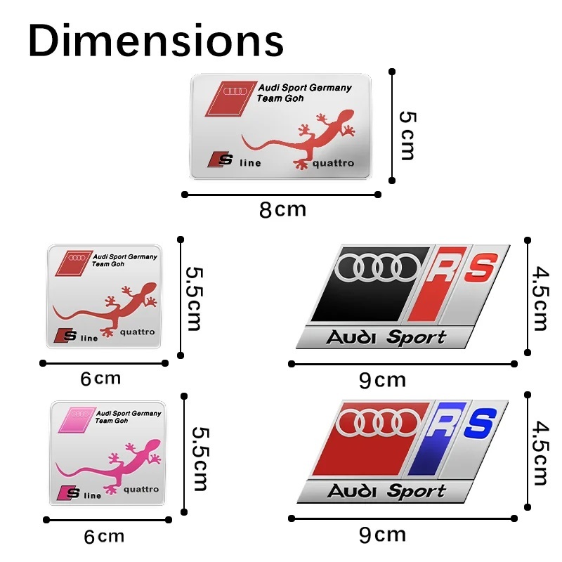 【ゆうパケット送料込】RS　Audi Sport (アウディ RSスポーツ) エンブレムプレート 銀／黒／赤　_画像3
