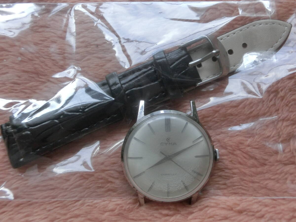 ●希少なスイスの逸品●動作中●CYMA/シーマ・CYMAFLEX・Ref 459●17石・新品ベルト付・1950～60年代●SWISSの手巻き時計●昭和レトロ_画像1
