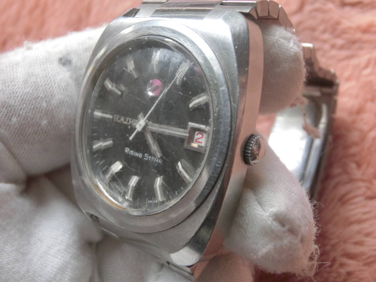 ●希少なスイスの逸品●動作も注意●RADO/ライジングスター/Rising Star・Ref 1189●25石 自動巻き・純正ベルト付・1970年代●カットガラス_画像4