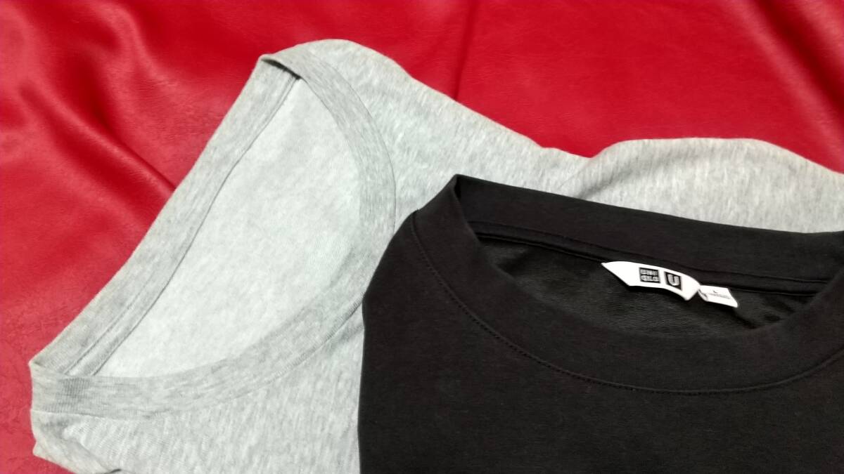 ☆　UNIQLO　ユニクロ　Tシャツ　2枚セット　エアリズム　L　黒　XL　霜降りグレー　コットン_画像3