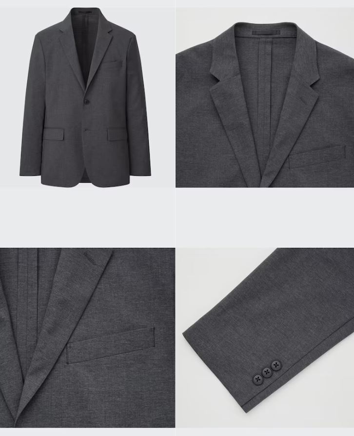 ☆　UNIQLO　ユニクロ　ジャケット　ブレザー　上　グレー　XLサイズ　ストレッチ　良品　美品　311-437160_画像1