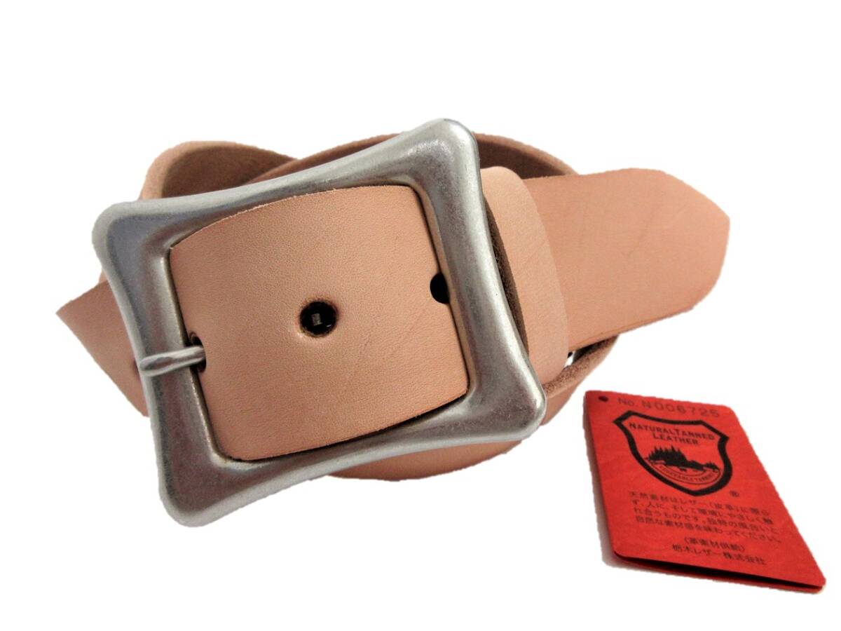 栃木レザーベルト（ナチュラル）ニッケルバレル鍍金バックル　４０ｍｍ幅一枚革_画像3