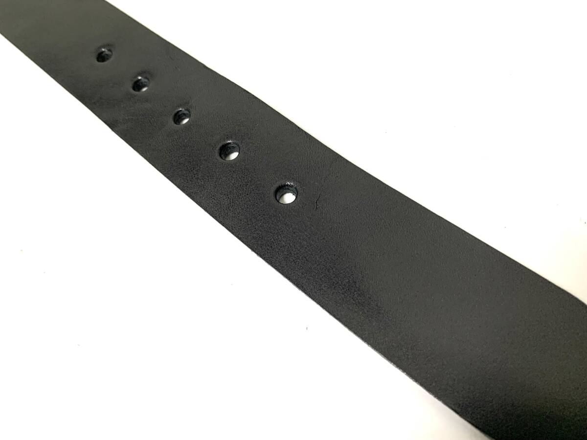 訳あり格安スタート！ 栃木レザーベルト（黒）３0インチ 40mm幅 ブラックニッケル鍍金（めっき）バックル　一枚革_画像5