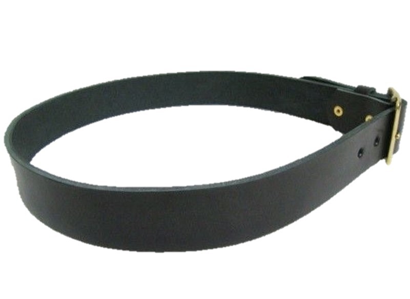 真鍮製バックル　栃木レザー　エンドオンリースタッズベルト　黒（ブラックスポッツ）一枚革_画像4