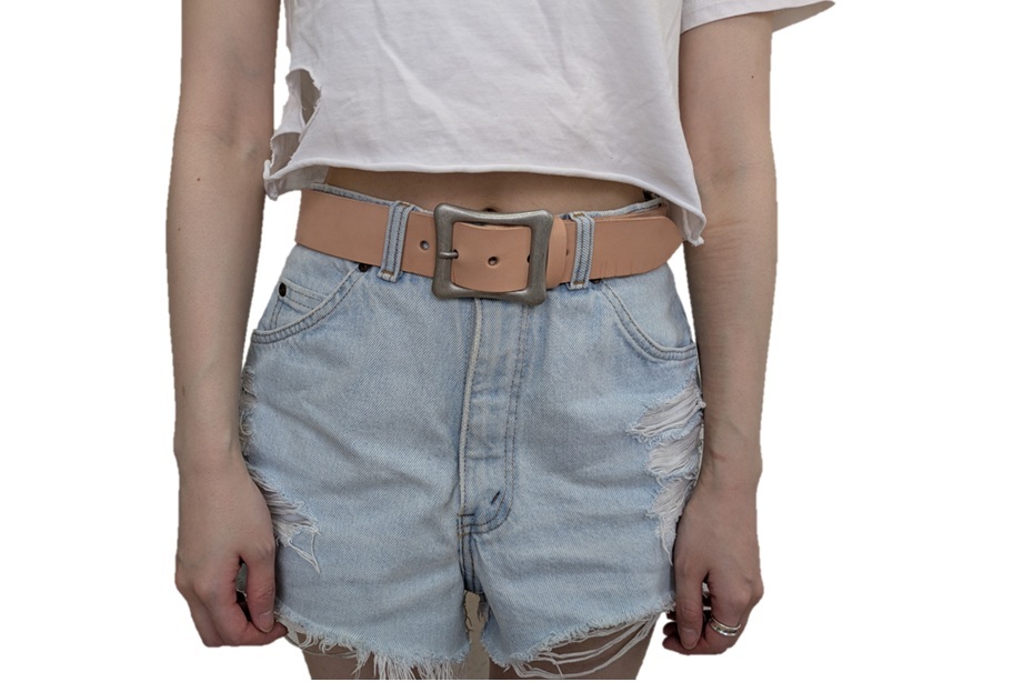 栃木レザーベルト（ナチュラル）ニッケルバレル鍍金バックル　４０ｍｍ幅一枚革_画像1