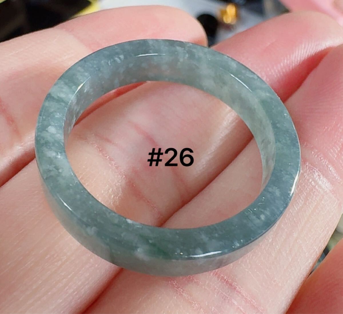 R2-02815天然本翡翠《本物保証》藍水翡翠指輪約26号 一点物 希少 縁起物 お守り 魔除け 昇進 成功 金運財運 幸運 幸福 パワーストーン_画像1