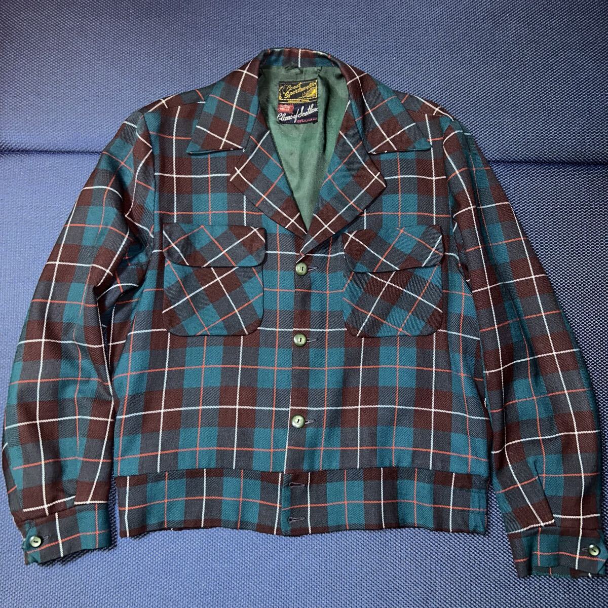 50s タータンチェック柄 ウールブルゾン ビンテージ ロカビリー _画像1