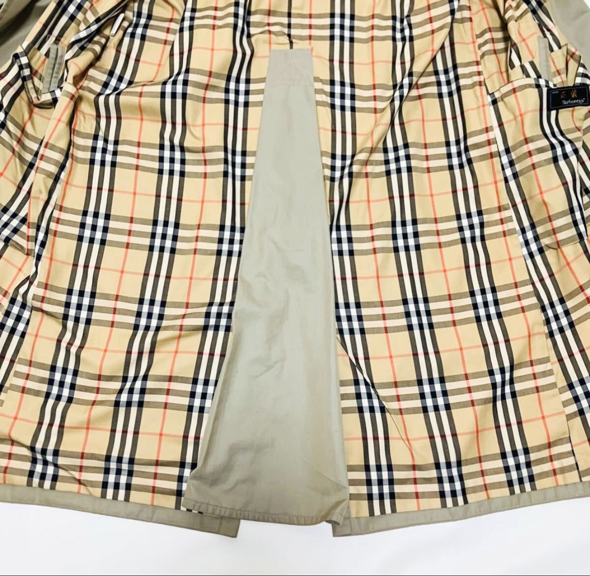 1円~ Burberrys トレンチコート ダブルブレスト XL 大きいサイズ ロング ベージュ 玉虫色 カーキ ベルト付 ノバチェック ヴィンテージ _画像5