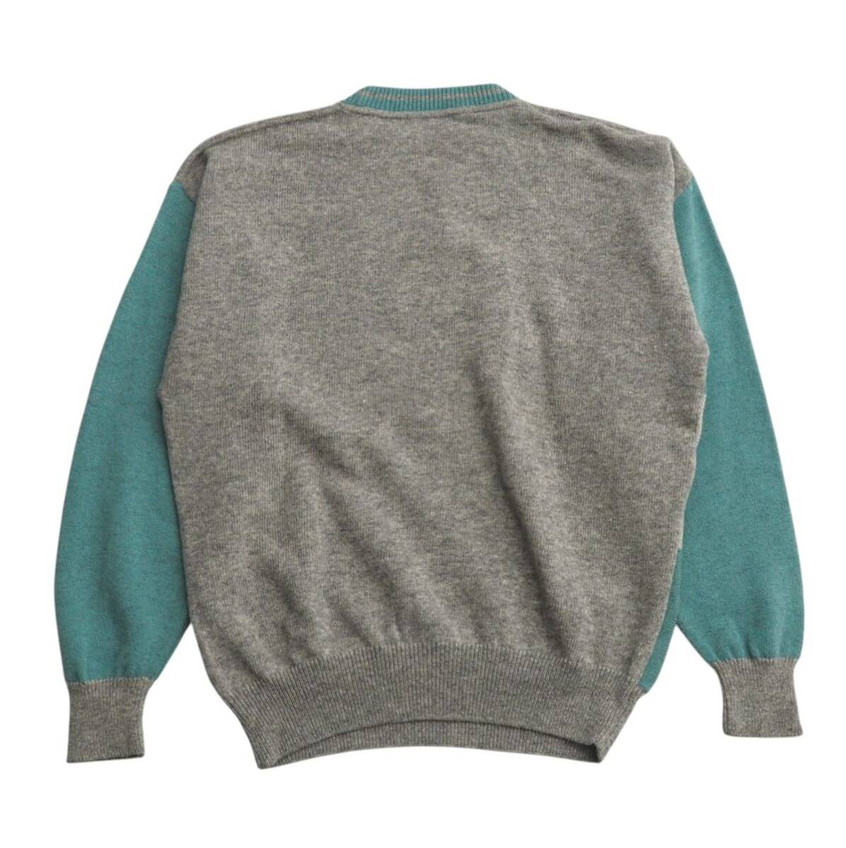 TI6235▽イタリア製 ヴィンテージ MIMI SPIRIT メンズ ワッペン 総柄 クルーネック ウールニット セーター マルチカラー_画像2