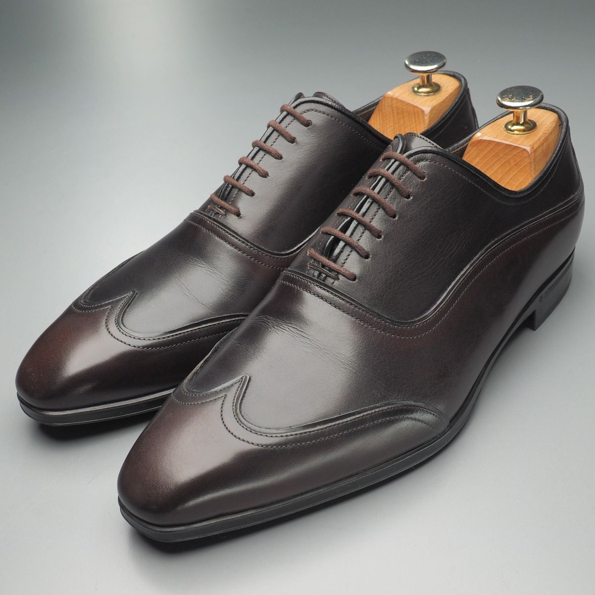 GS5468//イタリア製*グッチ/GUCCI*メンズ39.5EJ/ウイングチップ/ブラインドブローグ/レザーシューズ/革靴/茶/ブラウン_画像1