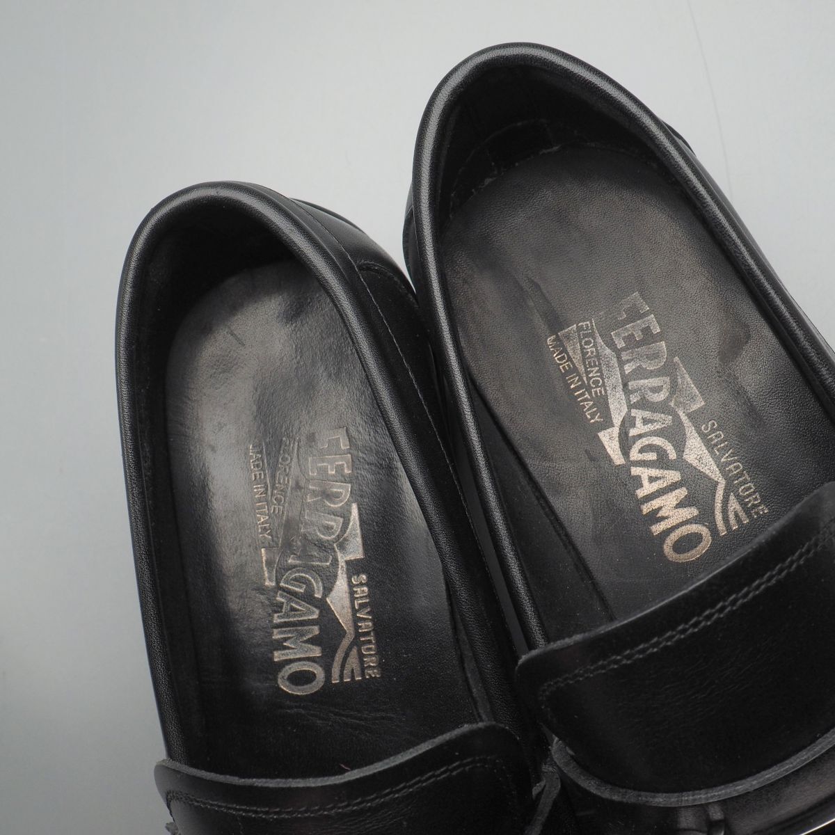 GS5625//イタリア製*サルヴァトーレフェラガモ*メンズ7EEE/ガンチーニ/ビットローファー/レザースリッポン/革靴/黒/ブラック_画像9