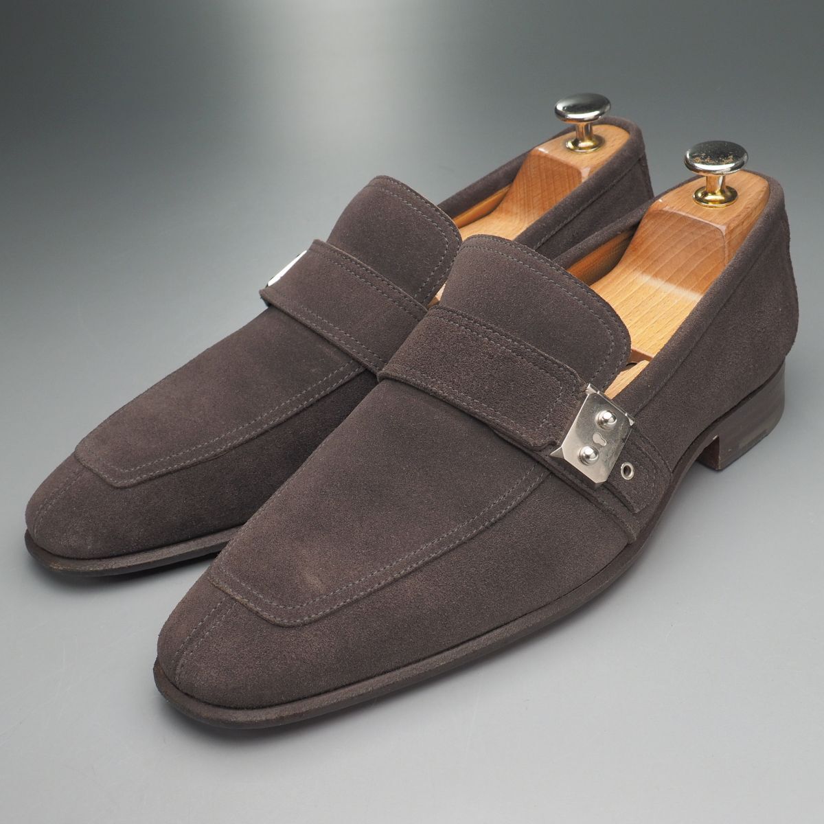 GS5414//イタリア製*エルメス/HERMES*メンズ39.5/サックアデペッシュ金具/ストラップローファー/レザースリッポン/革靴_画像1